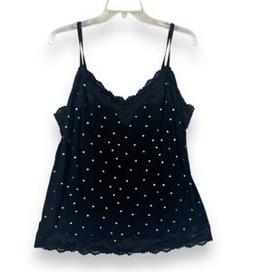 Lane Bryant Womens Black Lace Cami Top Plus Size 18 20 Gold Polka Dots Party